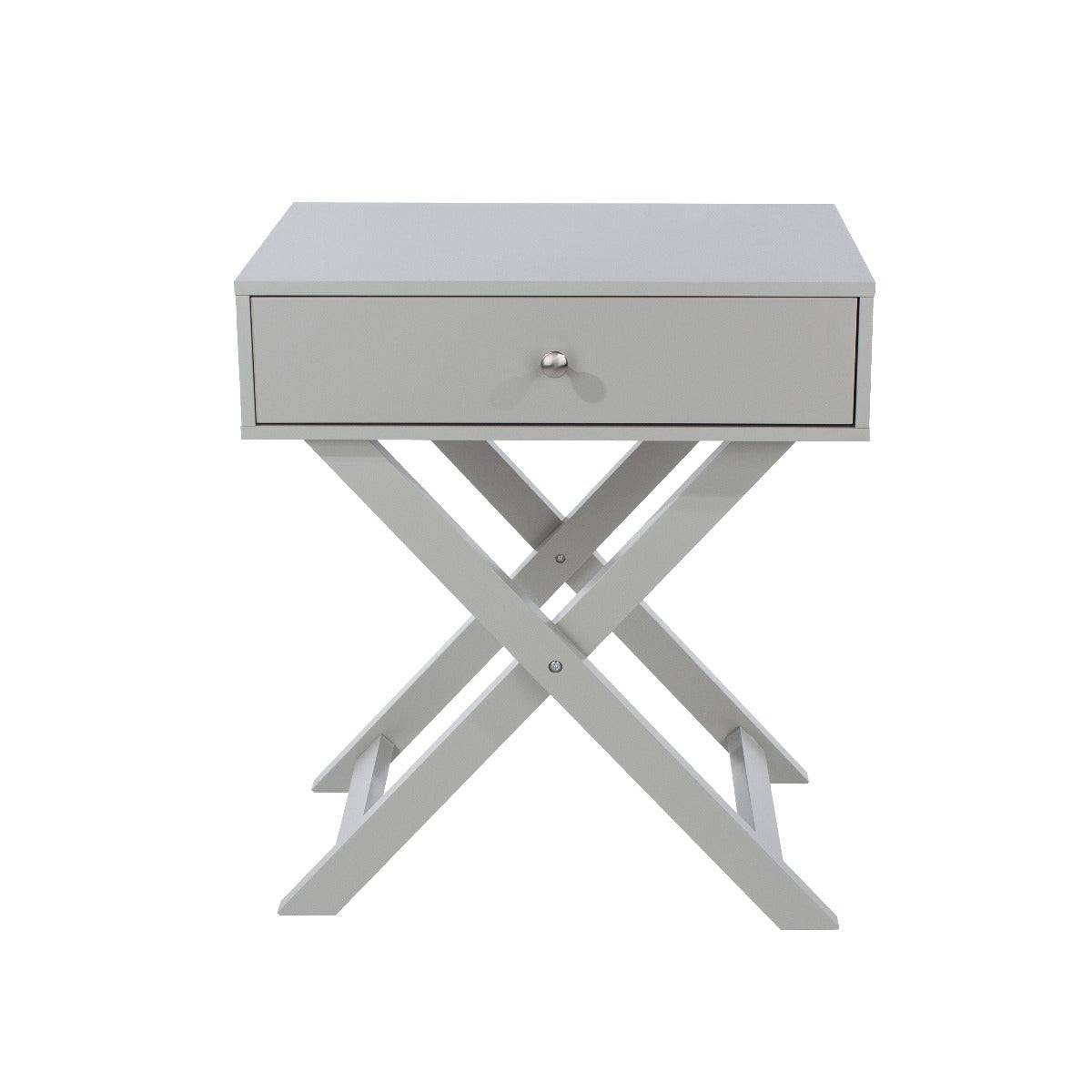 Options X leg, 1 drawer bedside cabinet in light grey - Price Crash Furniture