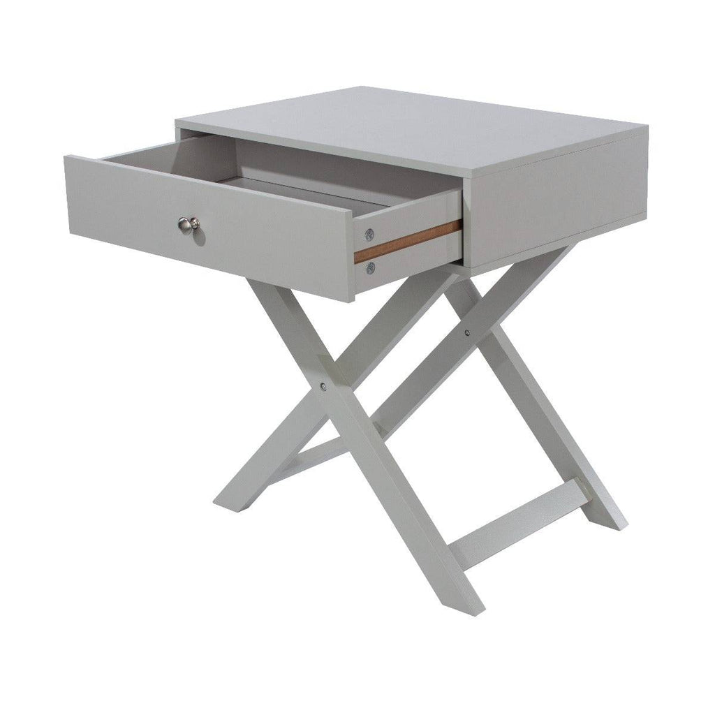 Options X leg, 1 drawer bedside cabinet in light grey - Price Crash Furniture