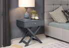 Options X leg, 1 drawer bedside cabinet in midnight blue - Price Crash Furniture