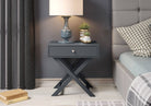 Options X leg, 1 drawer bedside cabinet in midnight blue - Price Crash Furniture