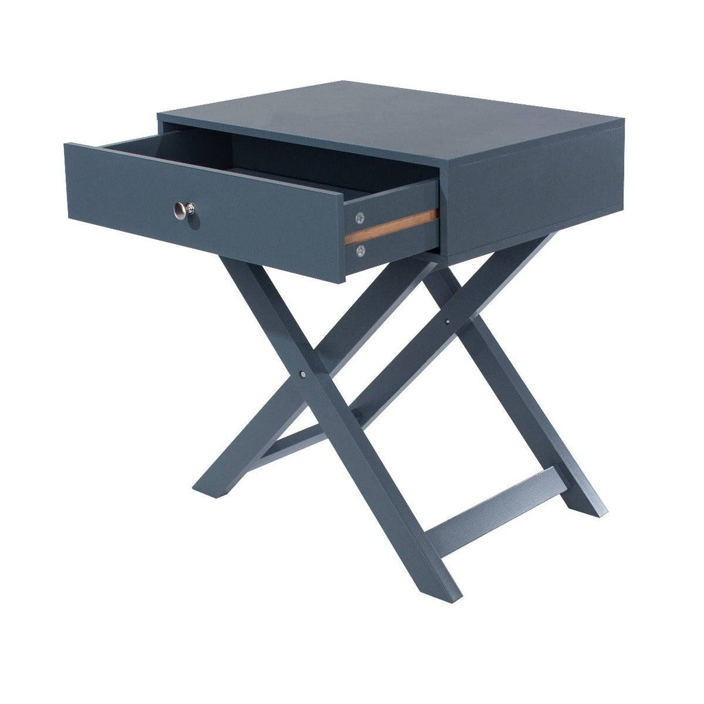 Options X leg, 1 drawer bedside cabinet in midnight blue - Price Crash Furniture