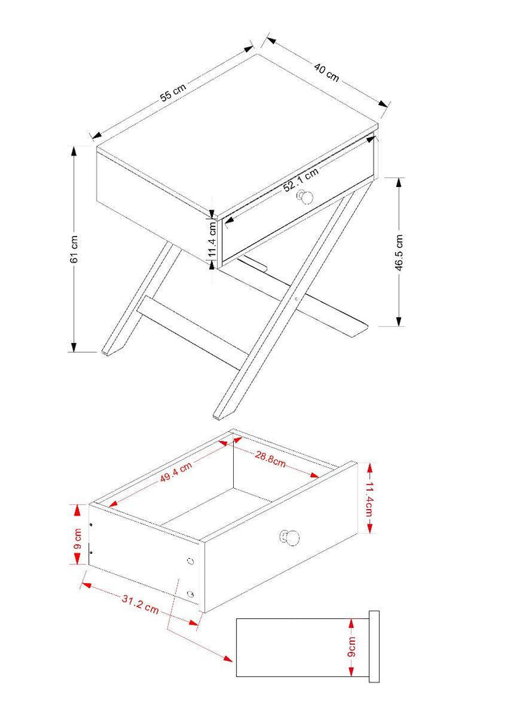 Options X leg, 1 drawer bedside cabinet in midnight blue - Price Crash Furniture