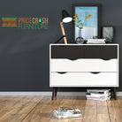 Oslo 4 Drawer Chest Of Drawers (2+2) in White and Black Matt - Price Crash Furniture