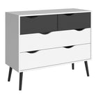 Oslo 4 Drawer Chest Of Drawers (2+2) in White and Black Matt - Price Crash Furniture