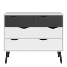 Oslo 4 Drawer Chest Of Drawers (2+2) in White and Black Matt - Price Crash Furniture