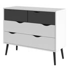 Oslo 4 Drawer Chest Of Drawers (2+2) in White and Black Matt - Price Crash Furniture