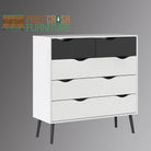 Oslo 5 Drawer Chest Of Drawers (2+3) In White And Black Matt - Price Crash Furniture