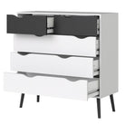 Oslo 5 Drawer Chest Of Drawers (2+3) In White And Black Matt - Price Crash Furniture