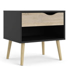 Oslo Bedside 1 Drawer in Black and Oak - Price Crash Furniture