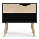 Oslo Bedside 1 Drawer in Black and Oak - Price Crash Furniture