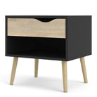 Oslo Bedside 1 Drawer in Black and Oak - Price Crash Furniture