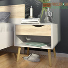 Oslo Bedside 1 Drawer in White and Oak - Price Crash Furniture