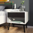 Oslo Bedside Table 1 Drawer in White and Black Matt - Price Crash Furniture