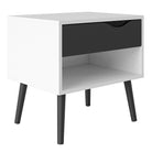 Oslo Bedside Table 1 Drawer in White and Black Matt - Price Crash Furniture