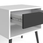 Oslo Bedside Table 1 Drawer in White and Black Matt - Price Crash Furniture