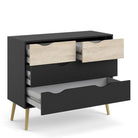 Oslo Chest of 4 Drawers (2+2) in Black and Oak - Price Crash Furniture