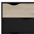 Oslo Chest of 4 Drawers (2+2) in Black and Oak - Price Crash Furniture