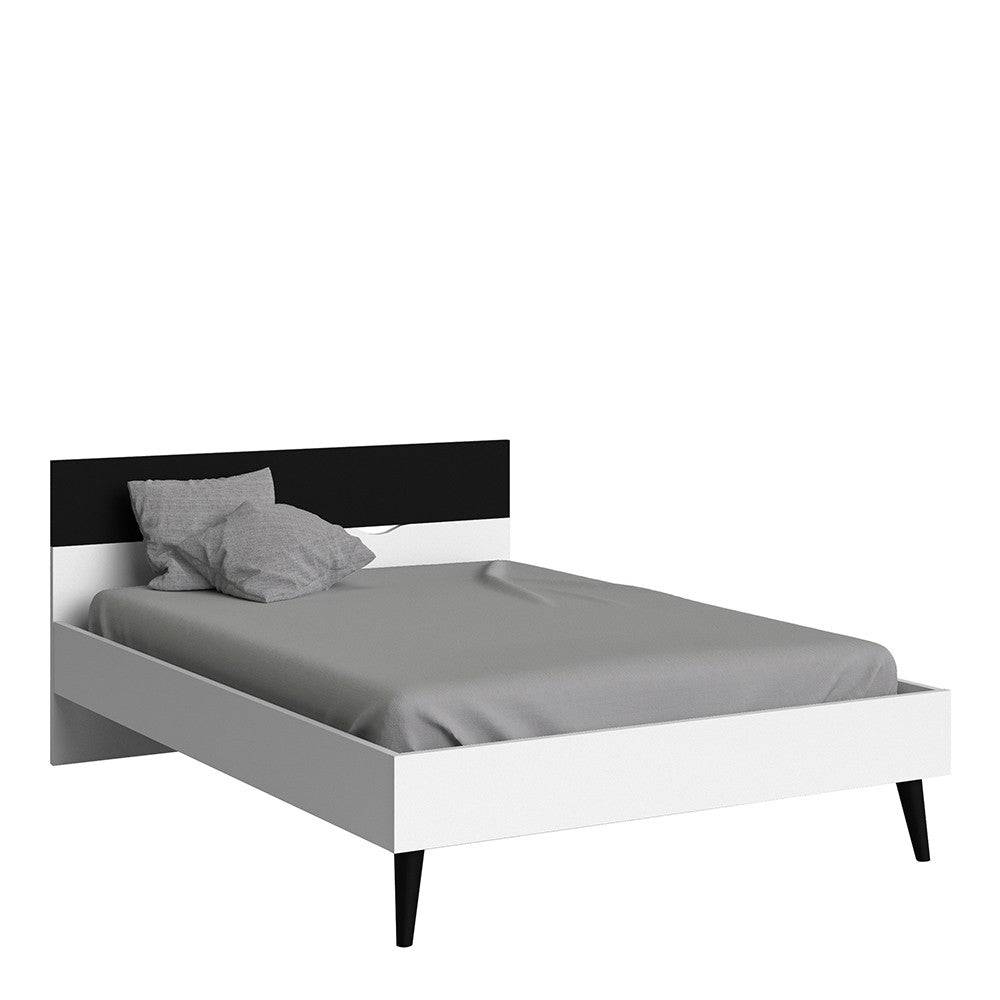 Oslo Euro Double Bed (140 x 200) in White and Black Matt - Price Crash Furniture