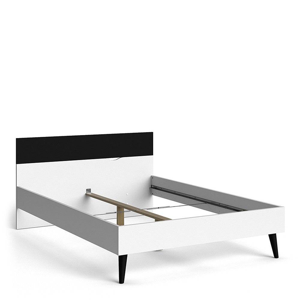 Oslo Euro Double Bed (140 x 200) in White and Black Matt - Price Crash Furniture