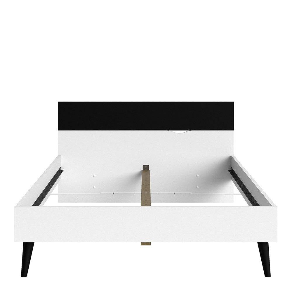 Oslo Euro Double Bed (140 x 200) in White and Black Matt - Price Crash Furniture