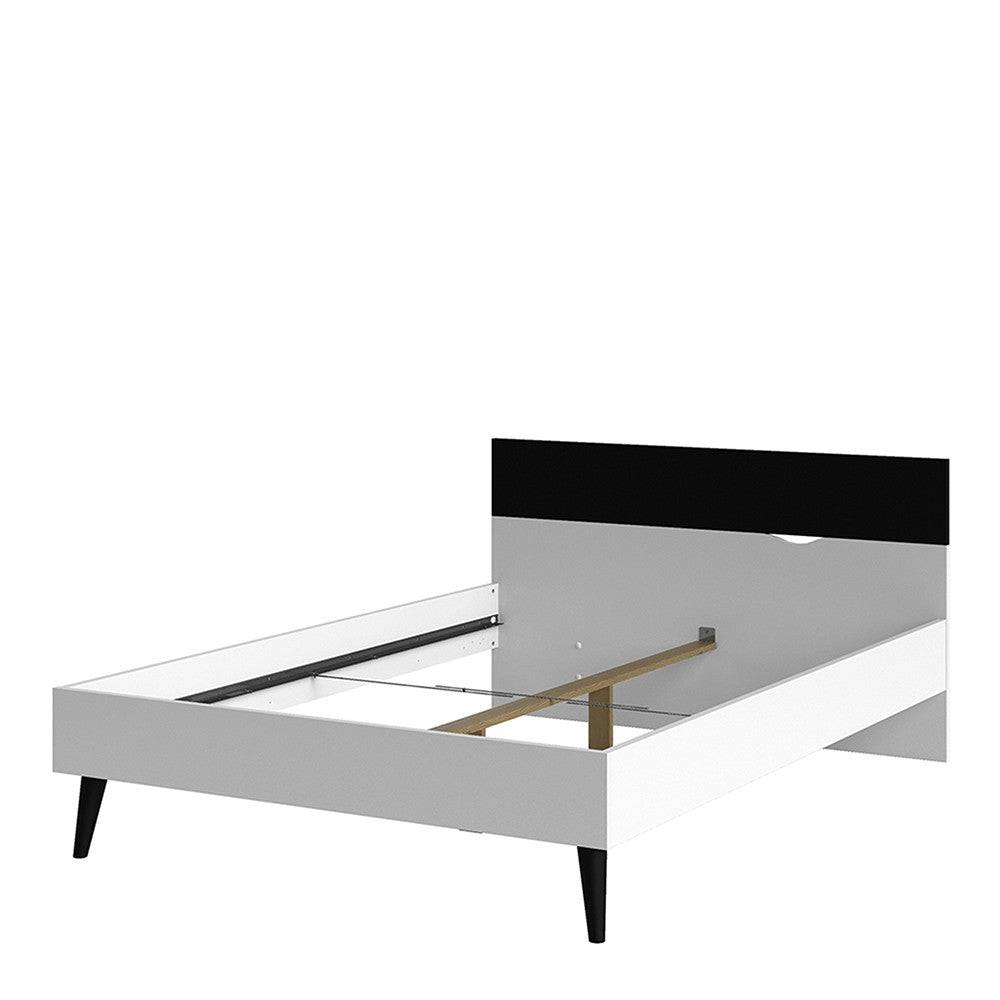 Oslo Euro Double Bed (140 x 200) in White and Black Matt - Price Crash Furniture