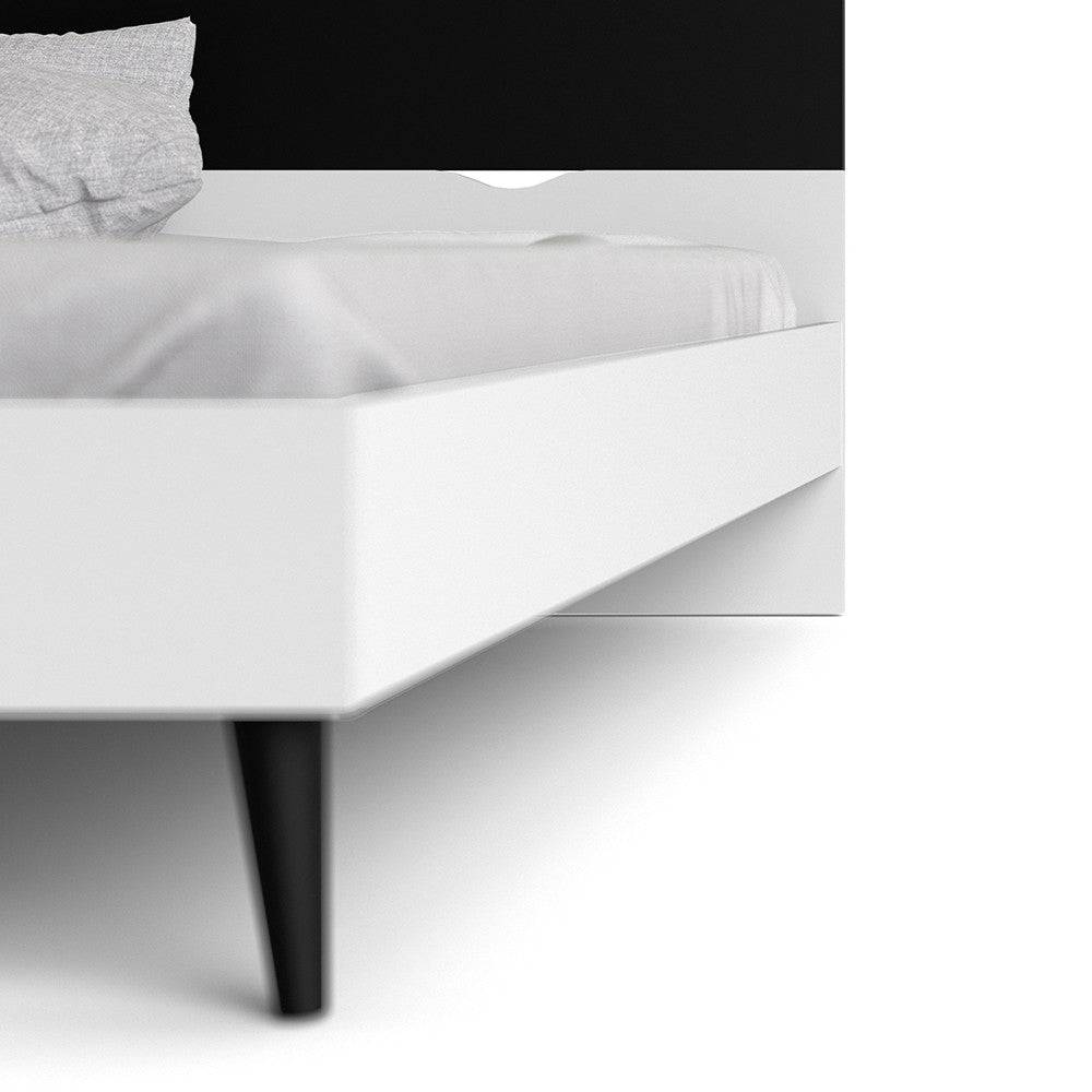 Oslo Euro Double Bed (140 x 200) in White and Black Matt - Price Crash Furniture