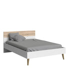 Oslo Euro Double Bed (140 x 200) in White and Oak - Price Crash Furniture