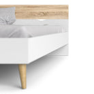 Oslo Euro Double Bed (140 x 200) in White and Oak - Price Crash Furniture