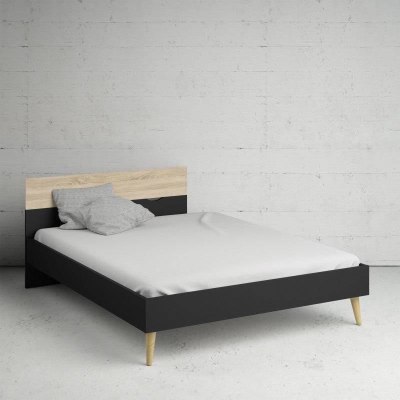 *Oslo Euro King Bed (160 x 200) in Black and Oak - Price Crash Furniture