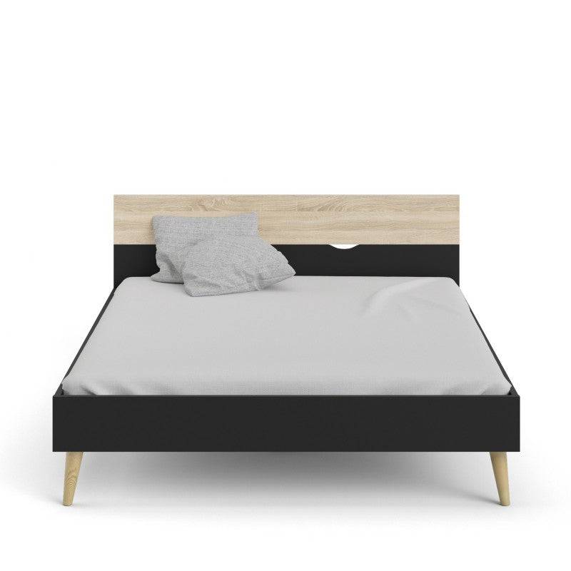 *Oslo Euro King Bed (160 x 200) in Black and Oak - Price Crash Furniture