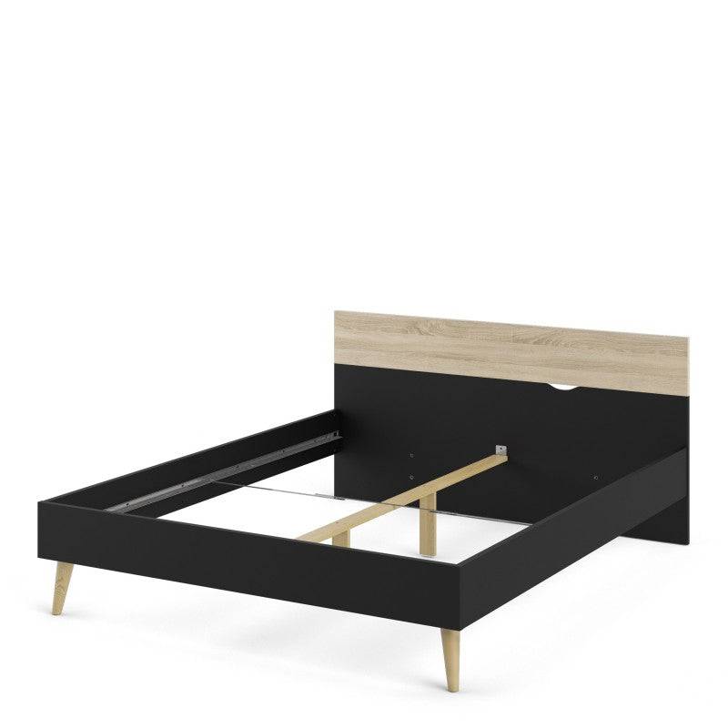 *Oslo Euro King Bed (160 x 200) in Black and Oak - Price Crash Furniture