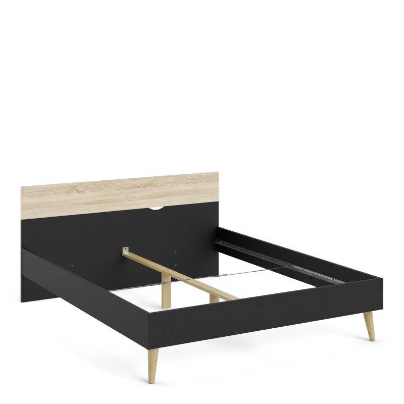 *Oslo Euro King Bed (160 x 200) in Black and Oak - Price Crash Furniture