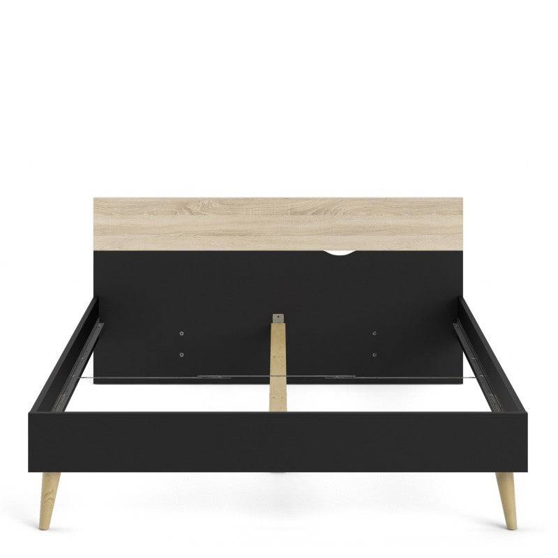 *Oslo Euro King Bed (160 x 200) in Black and Oak - Price Crash Furniture