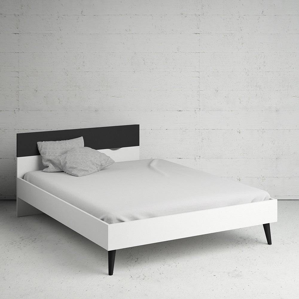 Oslo Euro King Bed (160 x 200) in White and Black Matt - Price Crash Furniture