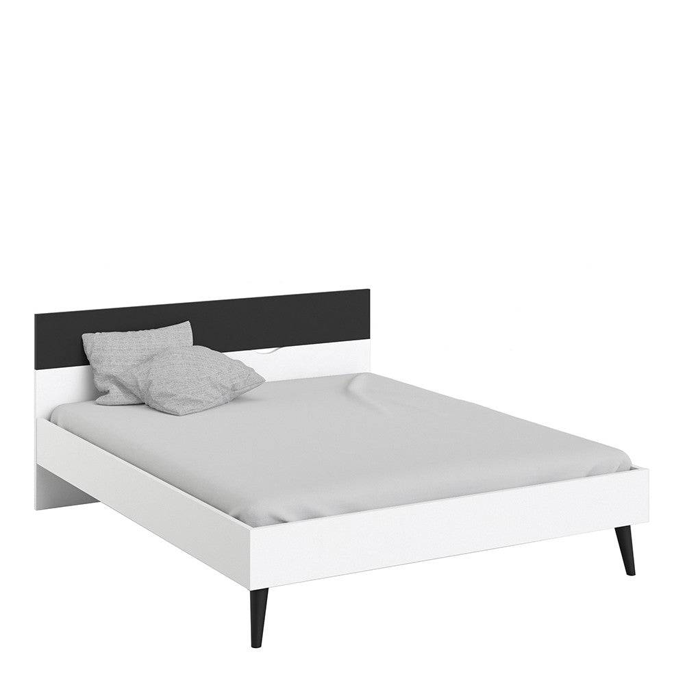 Oslo Euro King Bed (160 x 200) in White and Black Matt - Price Crash Furniture