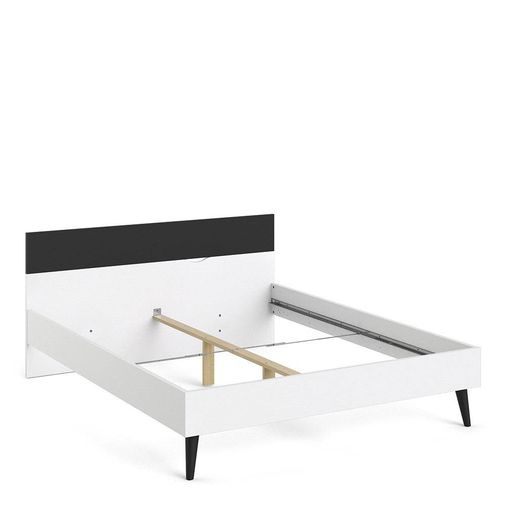 Oslo Euro King Bed (160 x 200) in White and Black Matt - Price Crash Furniture