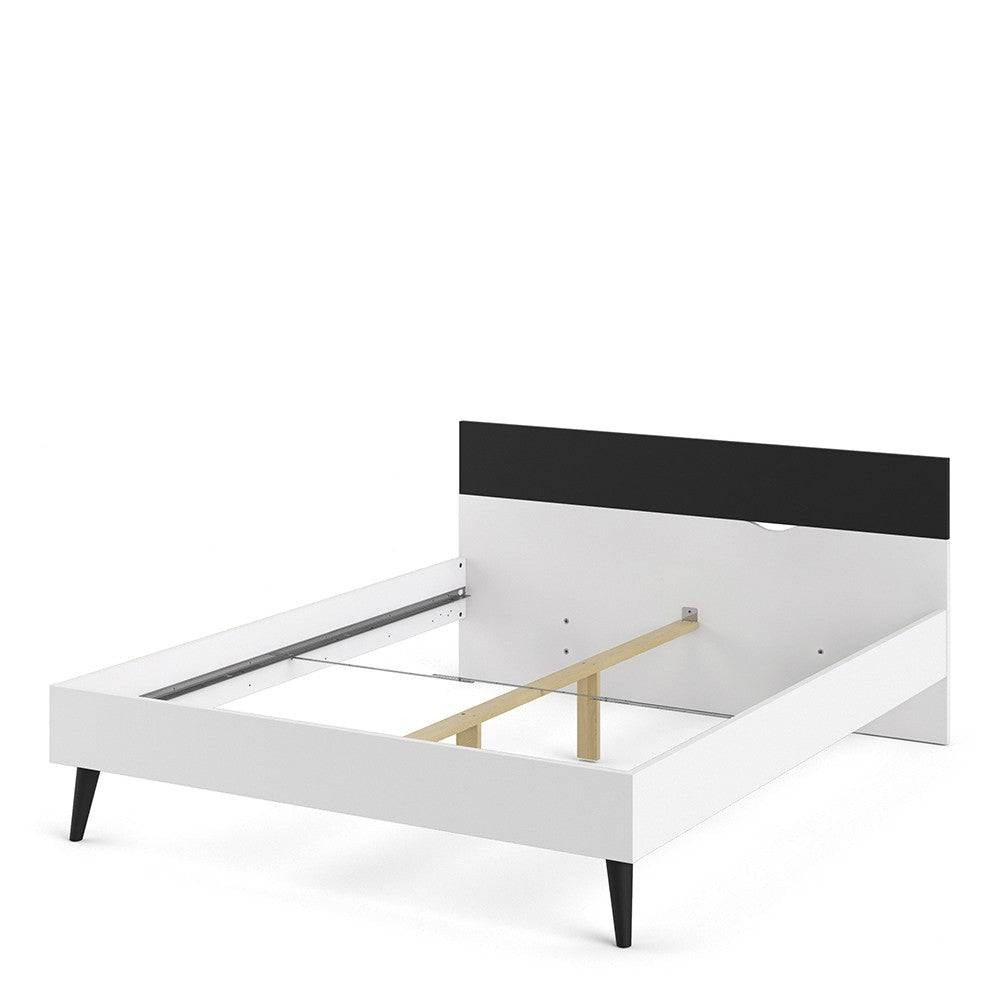 Oslo Euro King Bed (160 x 200) in White and Black Matt - Price Crash Furniture