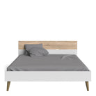 Oslo Euro King Bed (160 x 200) in White and Oak - Price Crash Furniture