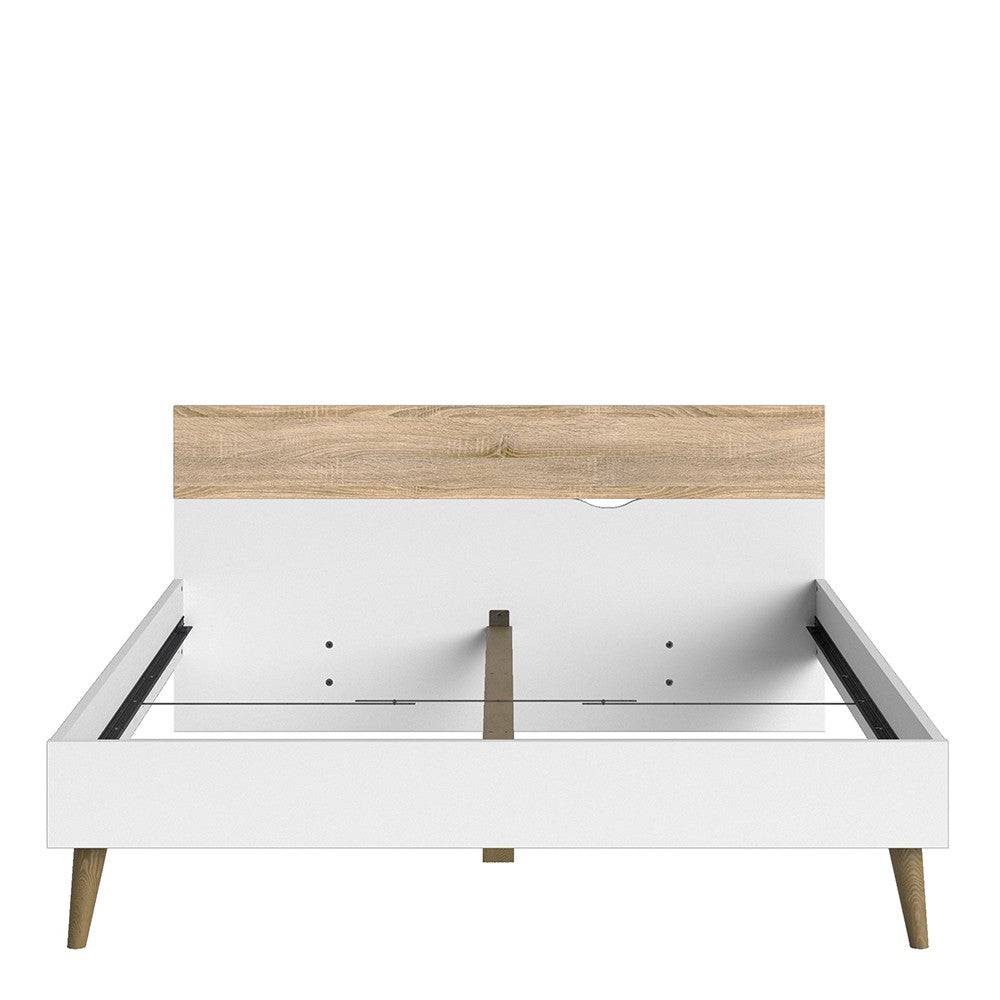 Oslo Euro King Bed (160 x 200) in White and Oak - Price Crash Furniture