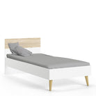 Oslo Euro Single Bed (90 x 200) in White and Oak - Price Crash Furniture