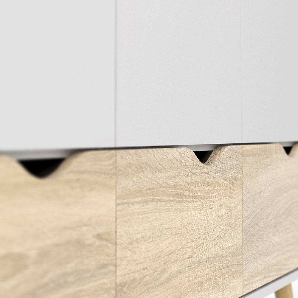 Oslo Wardrobe 3 Doors 3 Drawers in White and Oak finish - Price Crash Furniture