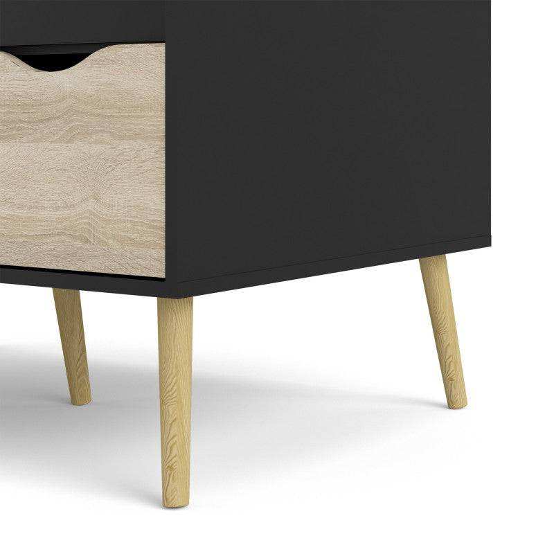 Oslo Wardrobe - 2 Doors 2 Drawers In Black And Oak - Price Crash Furniture