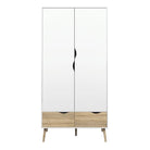 Oslo Wardrobe 2 Doors 2 Drawers in White and Oak finish - Price Crash Furniture