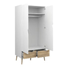 Oslo Wardrobe 2 Doors 2 Drawers in White and Oak finish - Price Crash Furniture