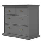 Paris 4 Drawer Chest of Drawers In Matt Grey - Price Crash Furniture