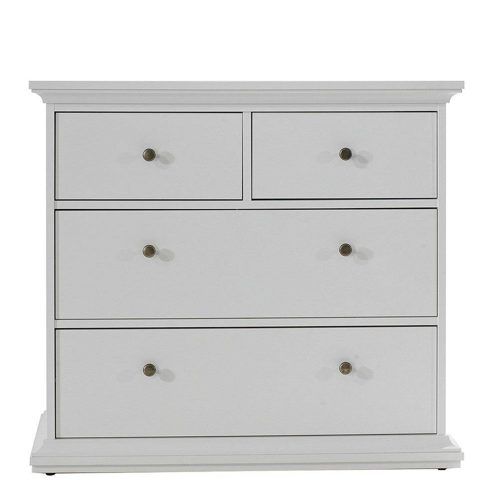 Paris 4 Drawer Chest of Drawers In White - Price Crash Furniture