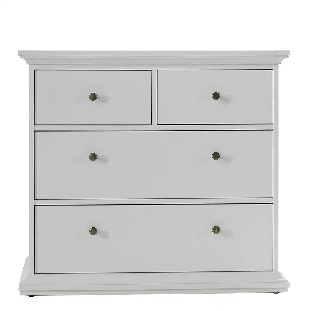 Paris 4 Drawer Chest of Drawers In White - Price Crash Furniture
