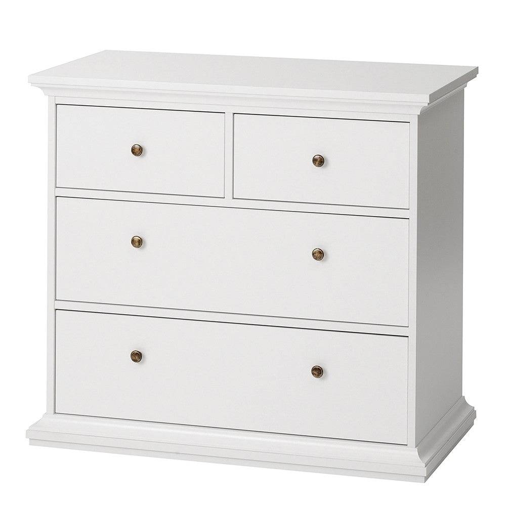 Paris 4 Drawer Chest of Drawers In White - Price Crash Furniture