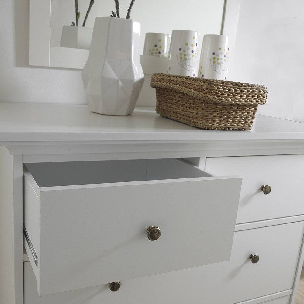 Paris 4 Drawer Chest of Drawers In White - Price Crash Furniture