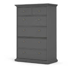 Paris 6 Drawer Chest of Drawers In Matt Grey - Price Crash Furniture